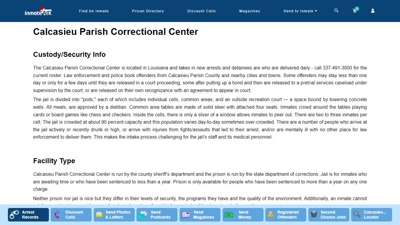 Calcasieu Parish Correctional Center - InmateAid